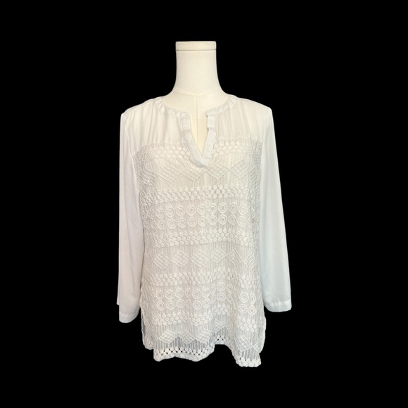 Zac & Rachel Tops - 🆕 🤍✨ NWOT ZAC & RACHEL Cream Lace Detail Boho Blouse | Sz M